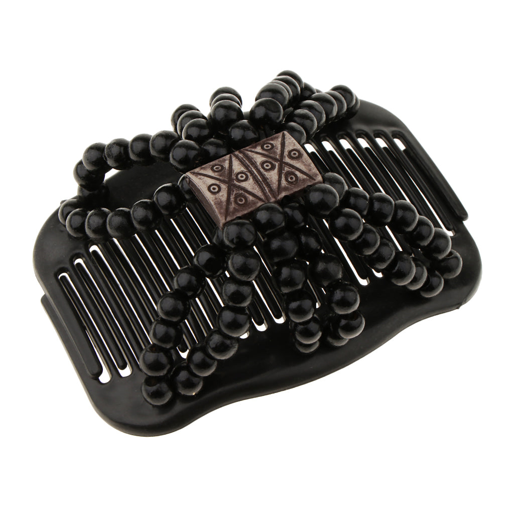 Wooden Bead Double-Sided Hair Comb Styling Tool