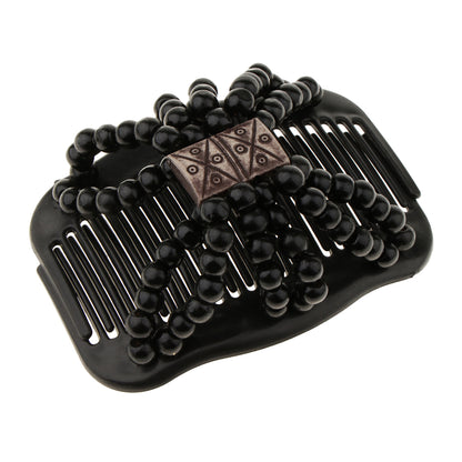 Wooden Bead Double-Sided Hair Comb Styling Tool