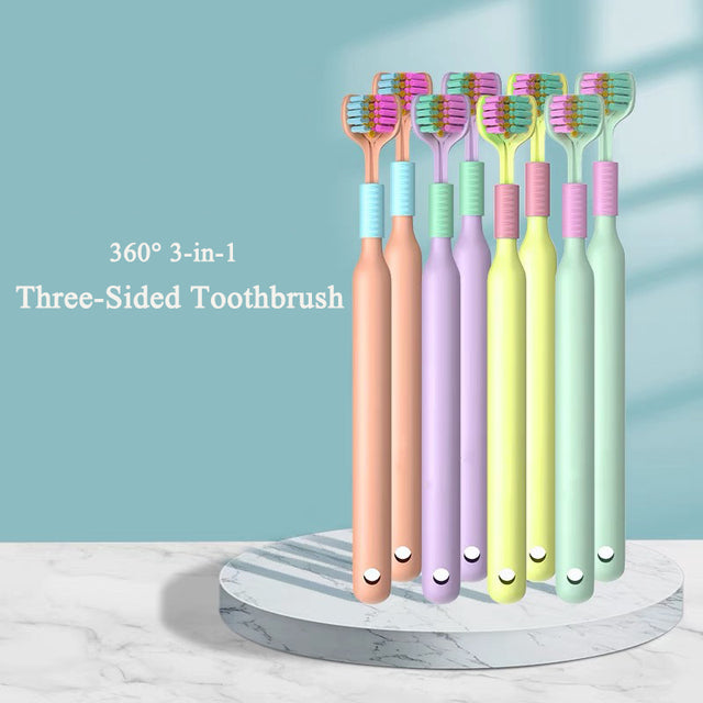 8pcs Soft Bristle Three-Sided Toothbrush Set for Oral Care