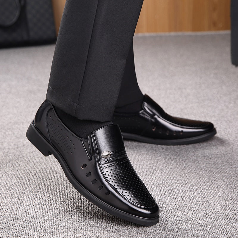 Men's Genuine Leather Casual Business Shoes - Breathable