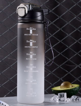Motivational Water Bottle with Lid and Straw, 1000ml