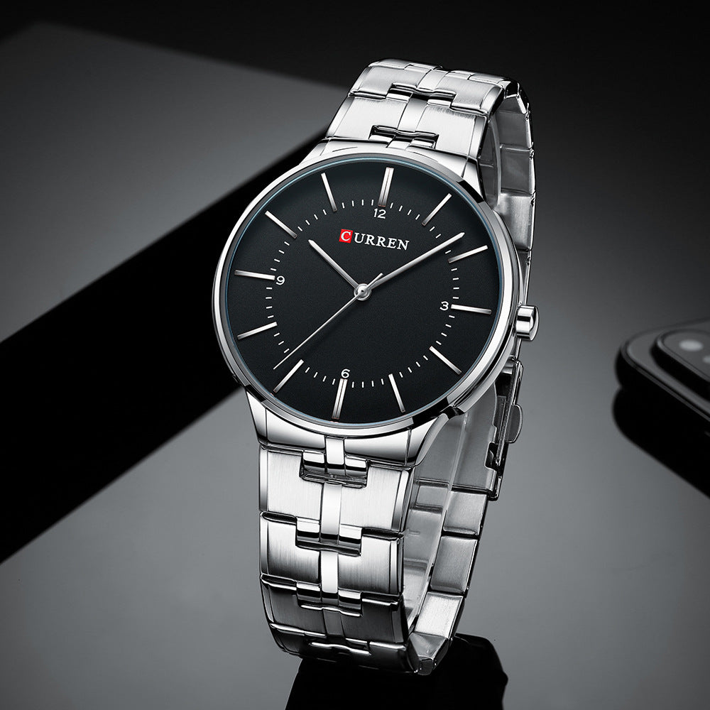 Stylish Men's Quartz Watch with Steel Band
