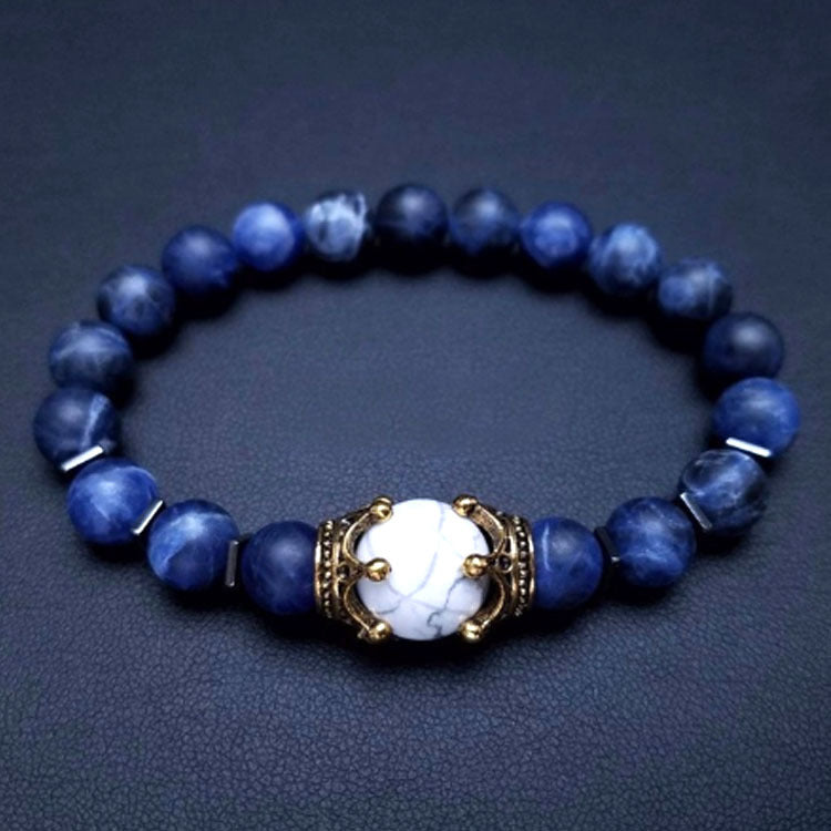 2019 New Men's Bracelet with Crown Tiger Eye Beads
