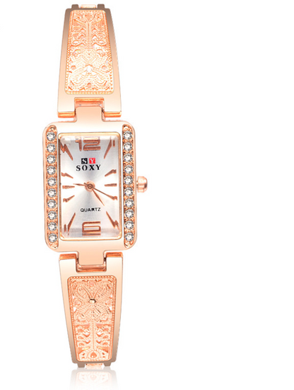 Rose Gold Square Dial Women's Bracelet Watch