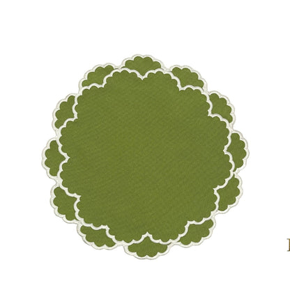 CRESSIDA GREEN ROUND FABRIC PLACEMAT (Set Of 4)