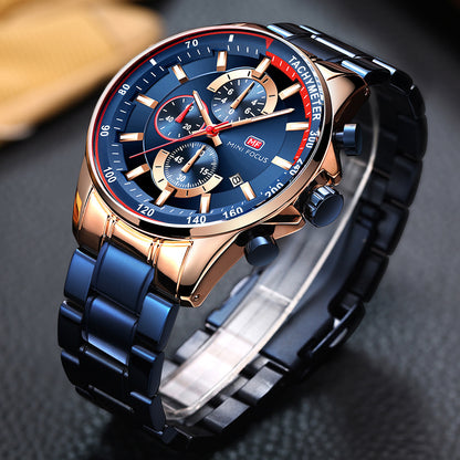 Stylish Steel Band Men's Chronograph Quartz Watch