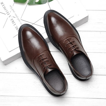 Korean Youth Thick-Soled Leather Shoes