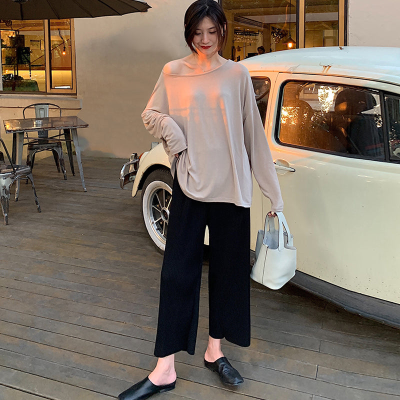 Maternity Wide Leg Pleated Pants for Spring Summer