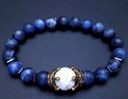 2019 New Men's Bracelet with Crown Tiger Eye Beads