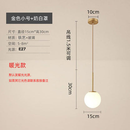 Nordic Bedroom Pendant Light - Modern Glass Ball Decor