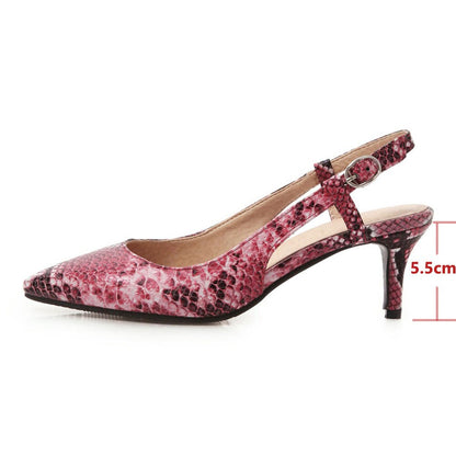 Snake Print Pointed Toe Heeled Sandals for Women