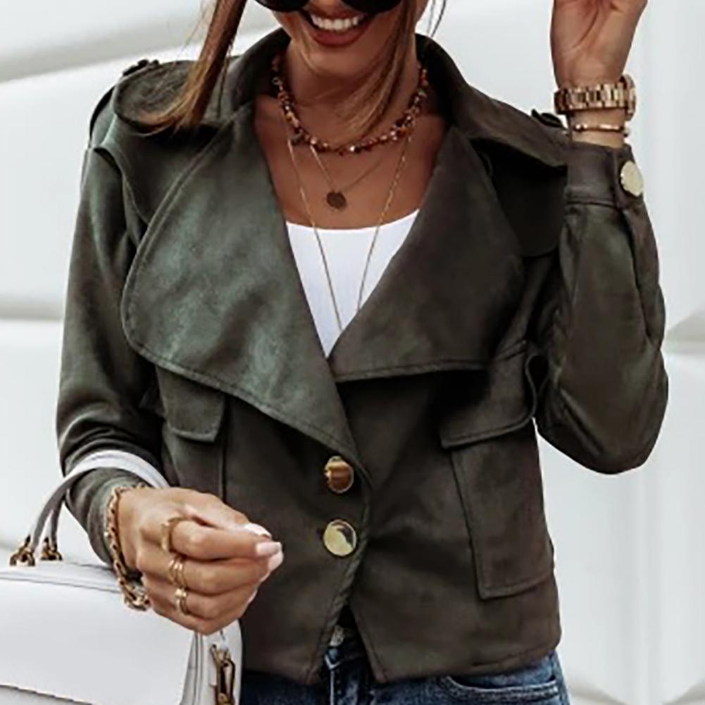 Women's Velvet Button Jacket with Lapel for Autumn/Winter