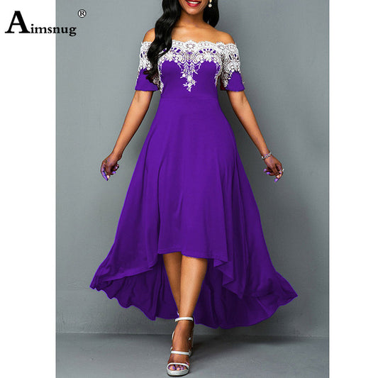 Elegant 5XL Women's Vintage Maxi Dress with Lace Detail