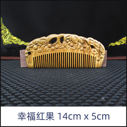 Wholesale Green Sandalwood Double-Sided Carved Comb Set