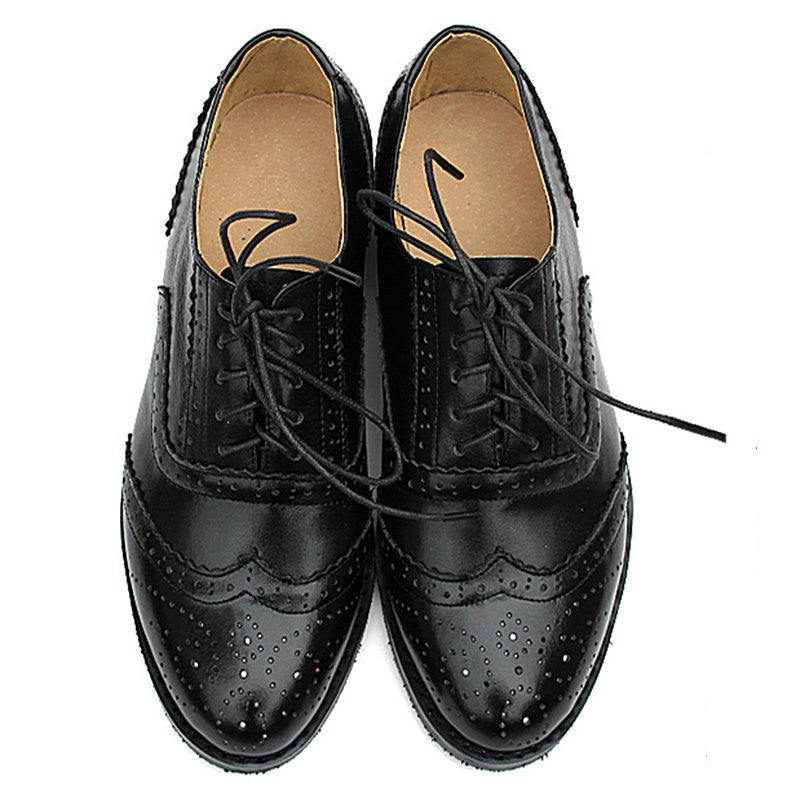 Women's British Style Pointed Toe Leather Flats