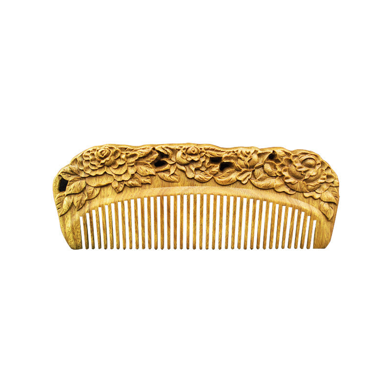 Wholesale Green Sandalwood Double-Sided Carved Comb Set