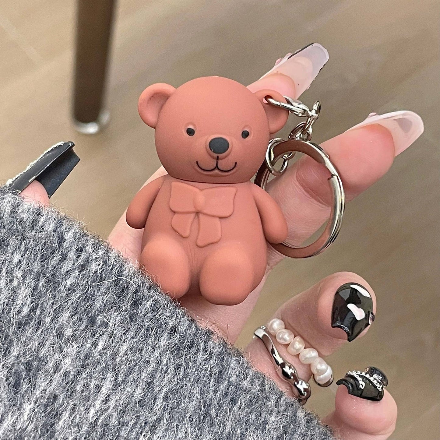 Matte White Bear Lip Mud Keychain - 6 Colors