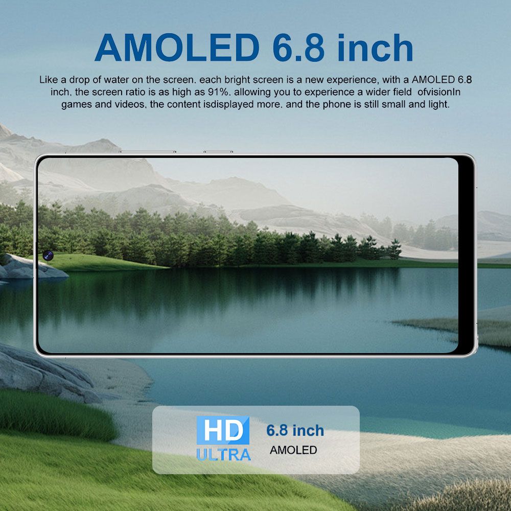 8+256GB Unlocked Smartphone, 6.8" HD+ Display, I24 5G Ultra Unlocked Phone, Built in Pen, 6000mAh Battery /Face ID+Fingerprint Lock/Dual SIM