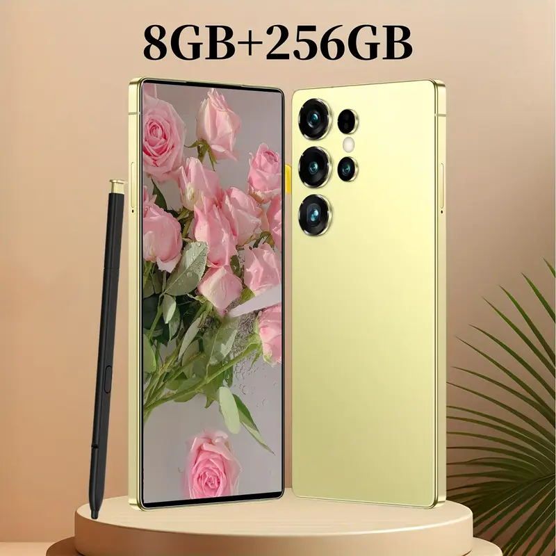 I25 Ultra Android 14 Smartphone - 8GB+256GB Unlocked Cell Phone, 6.8"HD Display, 6000mAh Battery, Built-in Stylus Pen For Global Use(Golden)