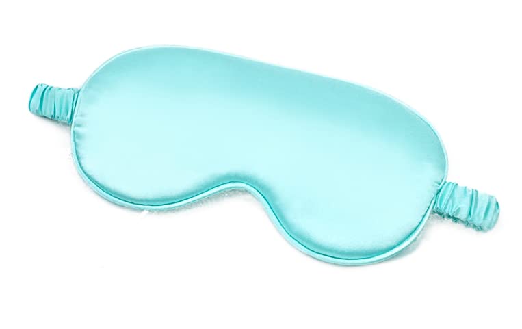 AUGEN 100% Natural Mulberry Soft Silk Sleep Mask Light Blocking Eye Masks for Sleep Night Blindfold Eye Mask Cover for Men and Women Sleeping Night Mask for Travel (Light Blue)