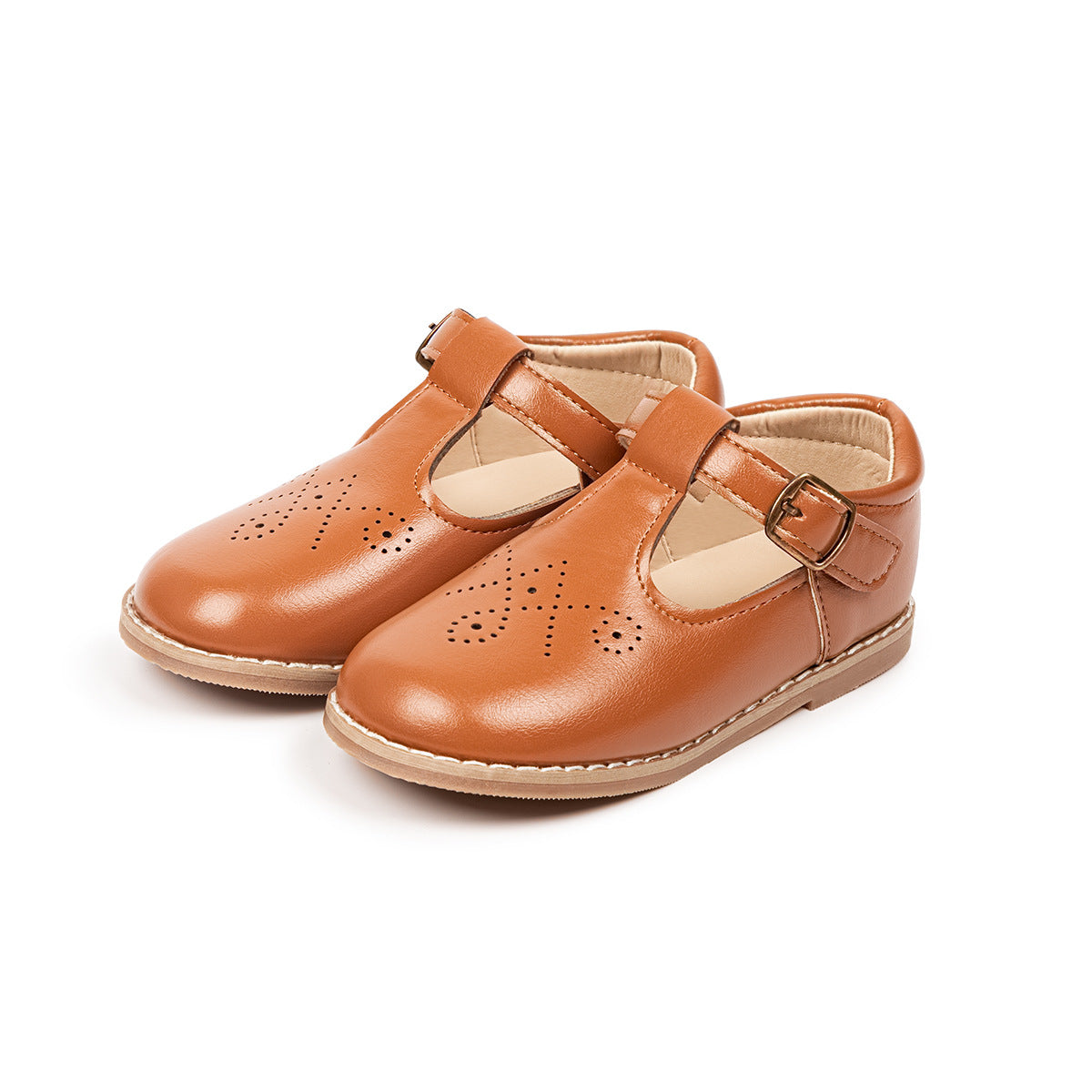 Girls Vintage Brogue Mary Jane Flat Dress Shoes