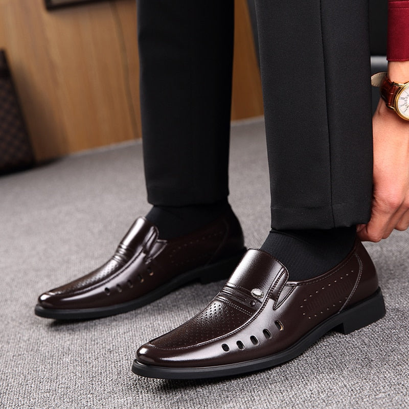 Men's Genuine Leather Casual Business Shoes - Breathable