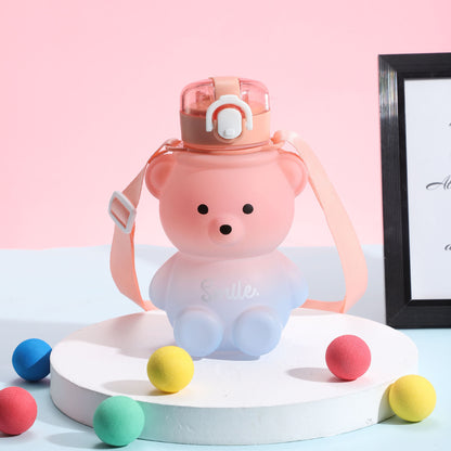 Bear Shaped Water Bottle with Lid and Straw (800ml)
