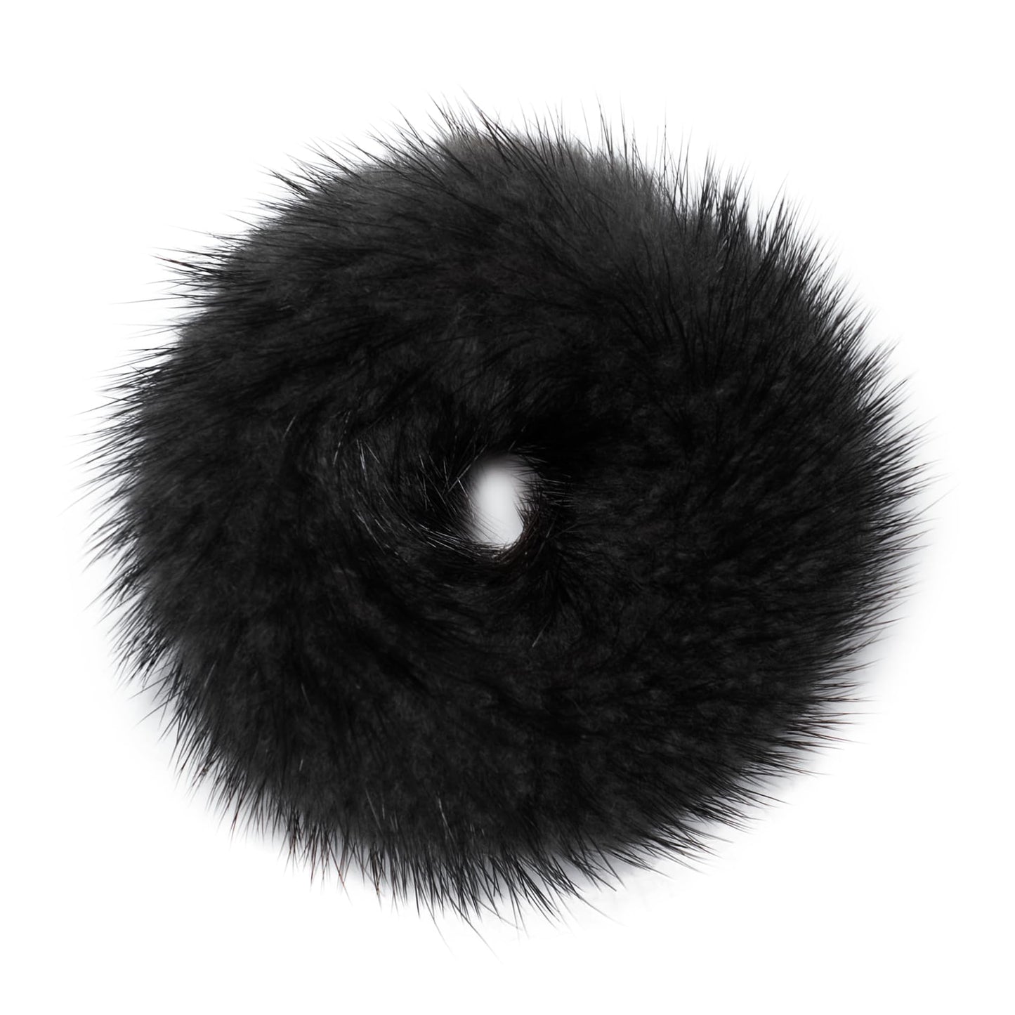surell Mink Pom Ponytail Holder - Gentle Damage Free Hair Tie - Hair Beauty Accessories - Mink Fur Womans Girls Hair Care Gift (Beige)