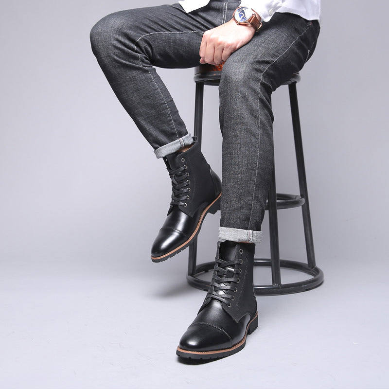 Men's Trendy Color-Block Pointed-Toe Warm Boots