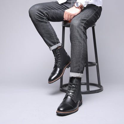 Men's Trendy Color-Block Pointed-Toe Warm Boots