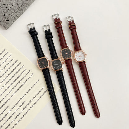 Square Dial Leather Vintage Women's Quartz Watch