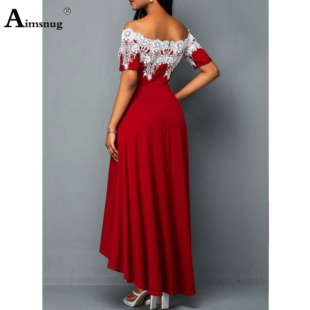 Elegant 5XL Women's Vintage Maxi Dress with Lace Detail