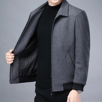 Men's Wool Lapel Cardigan Jacket for Autumn/Winter