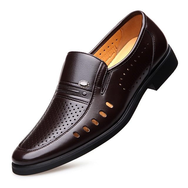 Men's Genuine Leather Casual Business Shoes - Breathable