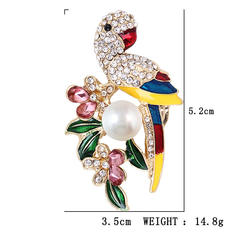 New Pearl Parrot Brooch for Sweaters and Suits