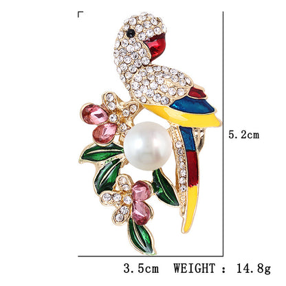 New Pearl Parrot Brooch for Sweaters and Suits