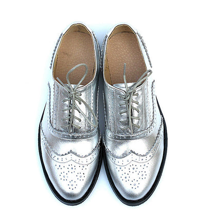Women's British Style Pointed Toe Leather Flats