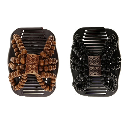 Wooden Bead Double-Sided Hair Comb Styling Tool
