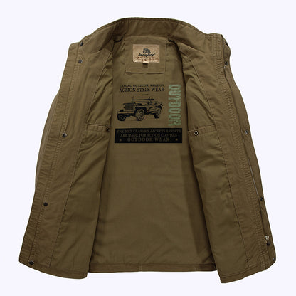 Men's Casual Mid-Length Cotton Jacket for Spring/Fall