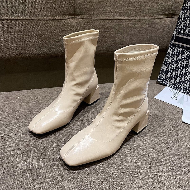 Women's Martin Boots - Stylish Chunky Heeled Ankle Boots