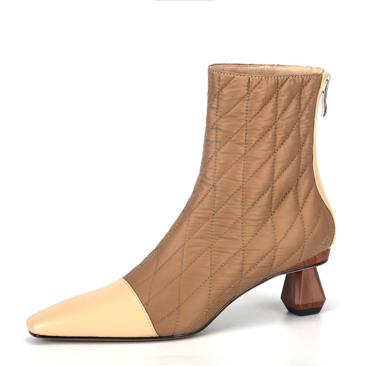 2020 Fashionable Color-Block Pointed Ankle Boots