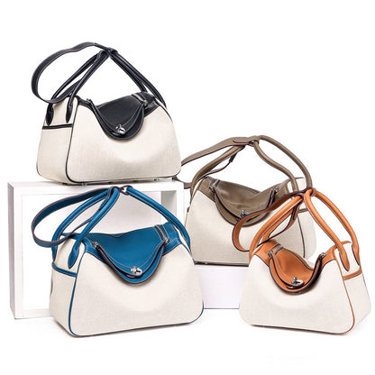 Canvas and Top Layer Cowhide Doctor's Handbag