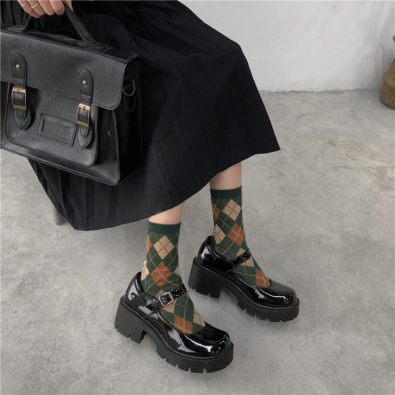 Mary Jane Chunky Heel Vintage Style Shoes