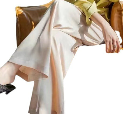Women's Black Wide-Leg Satin Trousers for Spring/Summer