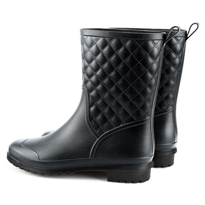 Women's Casual Waterproof Rain Boots - Medium Tube Rubber