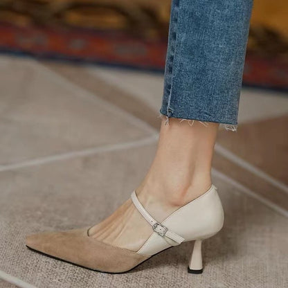 2022 Women's French Pointed Toe Color Block Heels