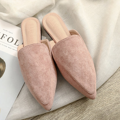 Women's Flock Pointed Mules Flats Slippers
