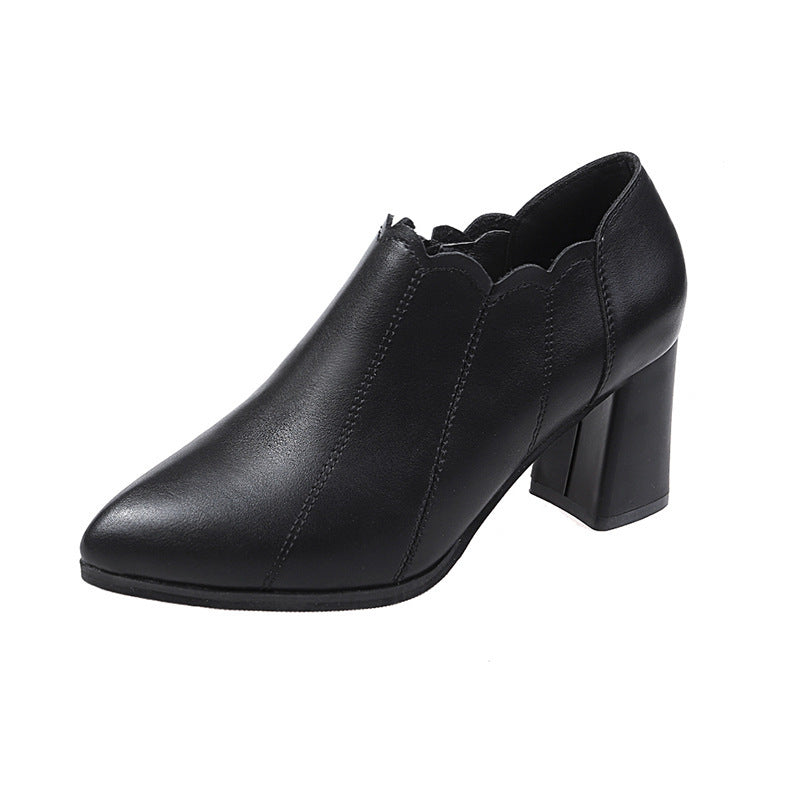 2019 Women's Chunky Heeled Ankle Boots with Pointed Toe