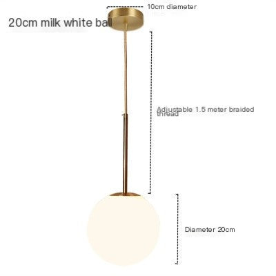 Nordic Bedroom Pendant Light - Modern Glass Ball Decor
