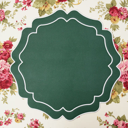 VISTA GREEN WAVY FAUX LEATHER PLACEMAT (Set Of 4)